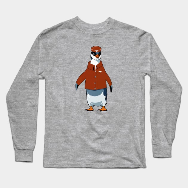 Penguin Flight Attendant Long Sleeve T-Shirt by Manzo Carey